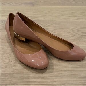 J.Crew Lily Metallic Heel vegan patent leather Ballet Flat 10.5 - bronzed clay